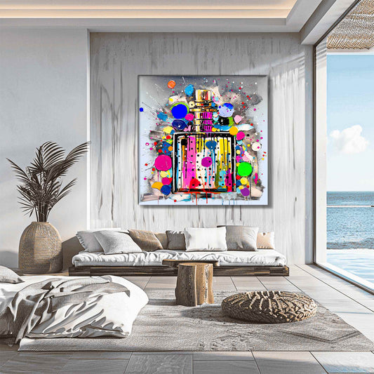 Perfume Bottle Paint Splash Pop Art - Polka Pop Aroma Canvas Print-Polka Pop Aroma-Graphique Addictions