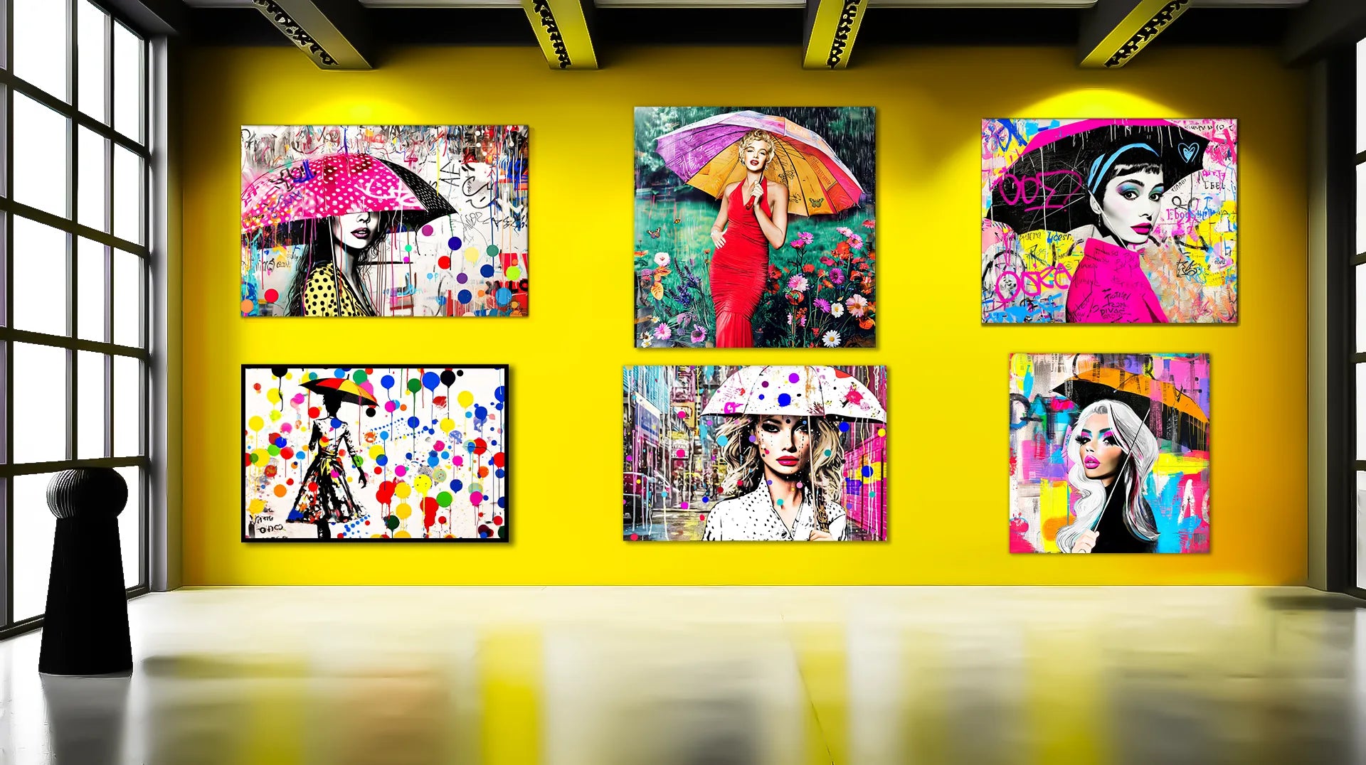 Umbrella collection website banner image for graphique addictions art store.