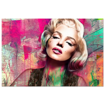 Abstract portrait of Marilyn Monroe with pink lips and lime green graffiti-style background-24x36-inches-print-only-marilyns-candy-lime, Graphique Addictions