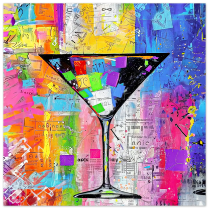 Art print of a colorful Abstract martini glass. Mixed Media Martini-Graphique Addictions.