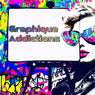 Logo for Graphique Addictions art store displaying a woman wearing sunglasses with colorful graffiti background next to a paint easle.