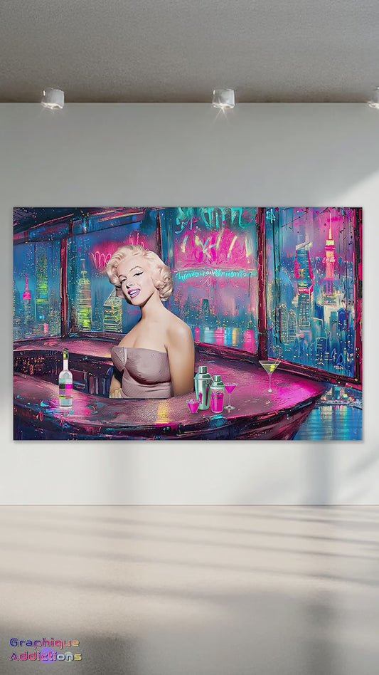 Marilyn Monroe Cyberpunk Rooftop Bar