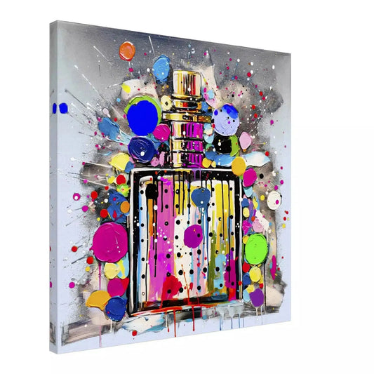 Canvas print of perfume Bottle Paint Splash Pop Art - Polka Pop Aroma Canvas Print-Polka Pop Aroma-Graphique Addictions