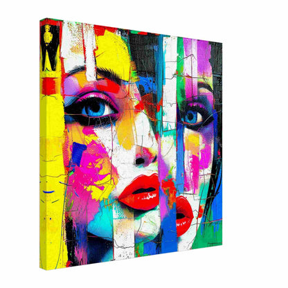 Vibrant Glitch Art Portrait - Abstract Femme Assemblage Canvas Print-Abstract Femme Assemblage - Canvas Print-Graphique Addictions